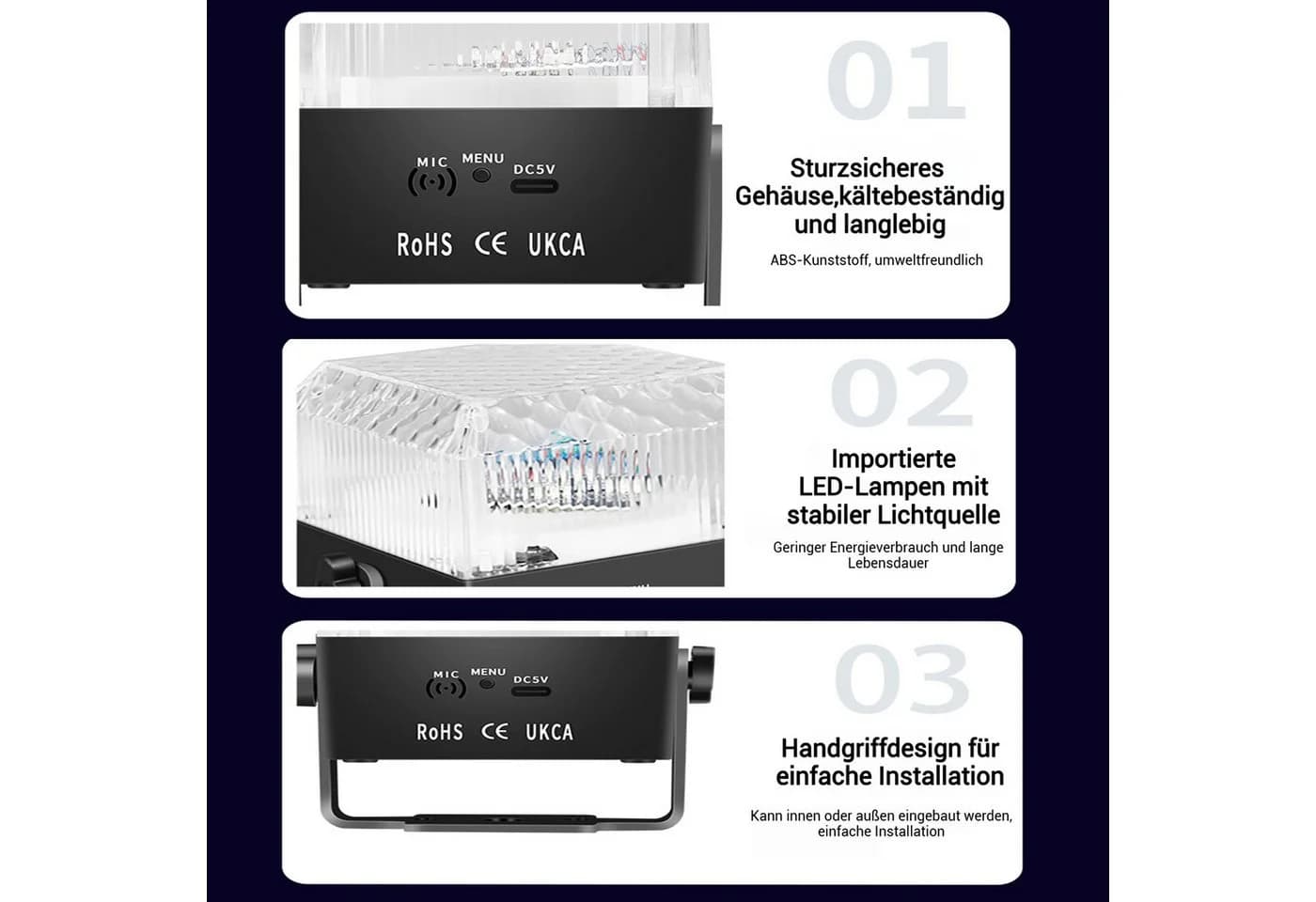 QUBEBU LED Discolicht RGB mit Fernbedienung und Nachtlicht - Bild 5