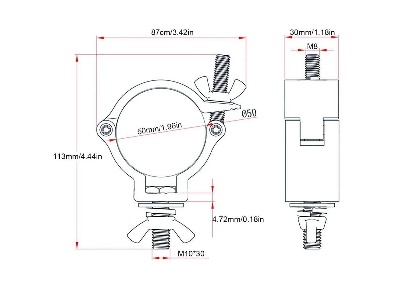 QUBEBU LED Discolicht Traversen-Klemmhaken 8 Stück Aluminium - Bild 4