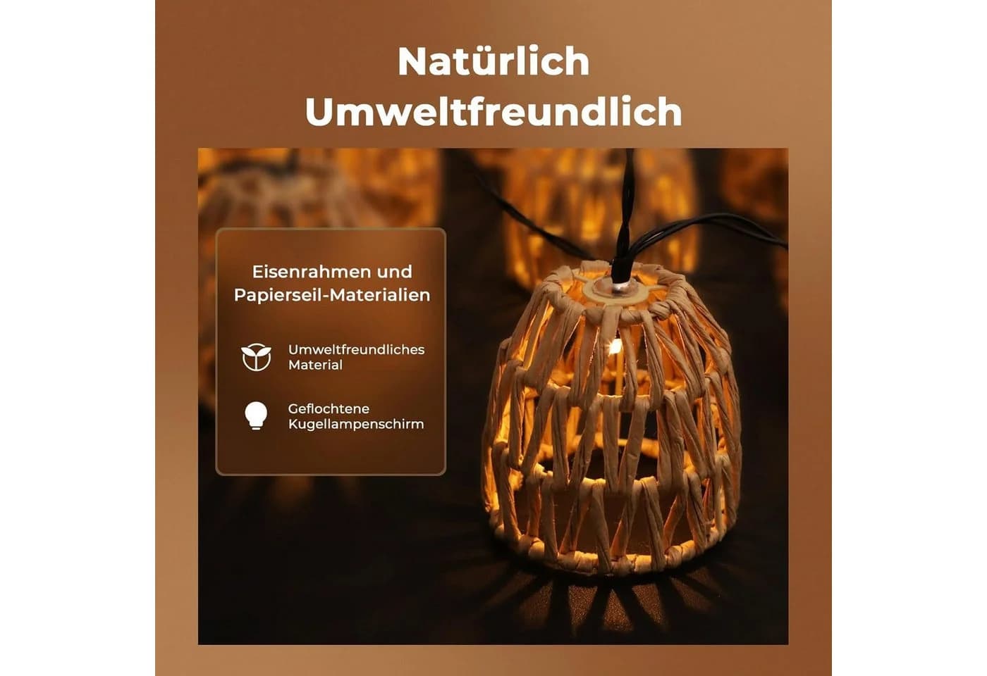 PRIISF LED-Lichterkette 15 LEDs Warmweiß Lampion - Bild 5