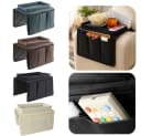 PRIISF Sofatablett Organizer mit Tablett & 4 Fächern, Oxford-Stoff, Braun Bild 2