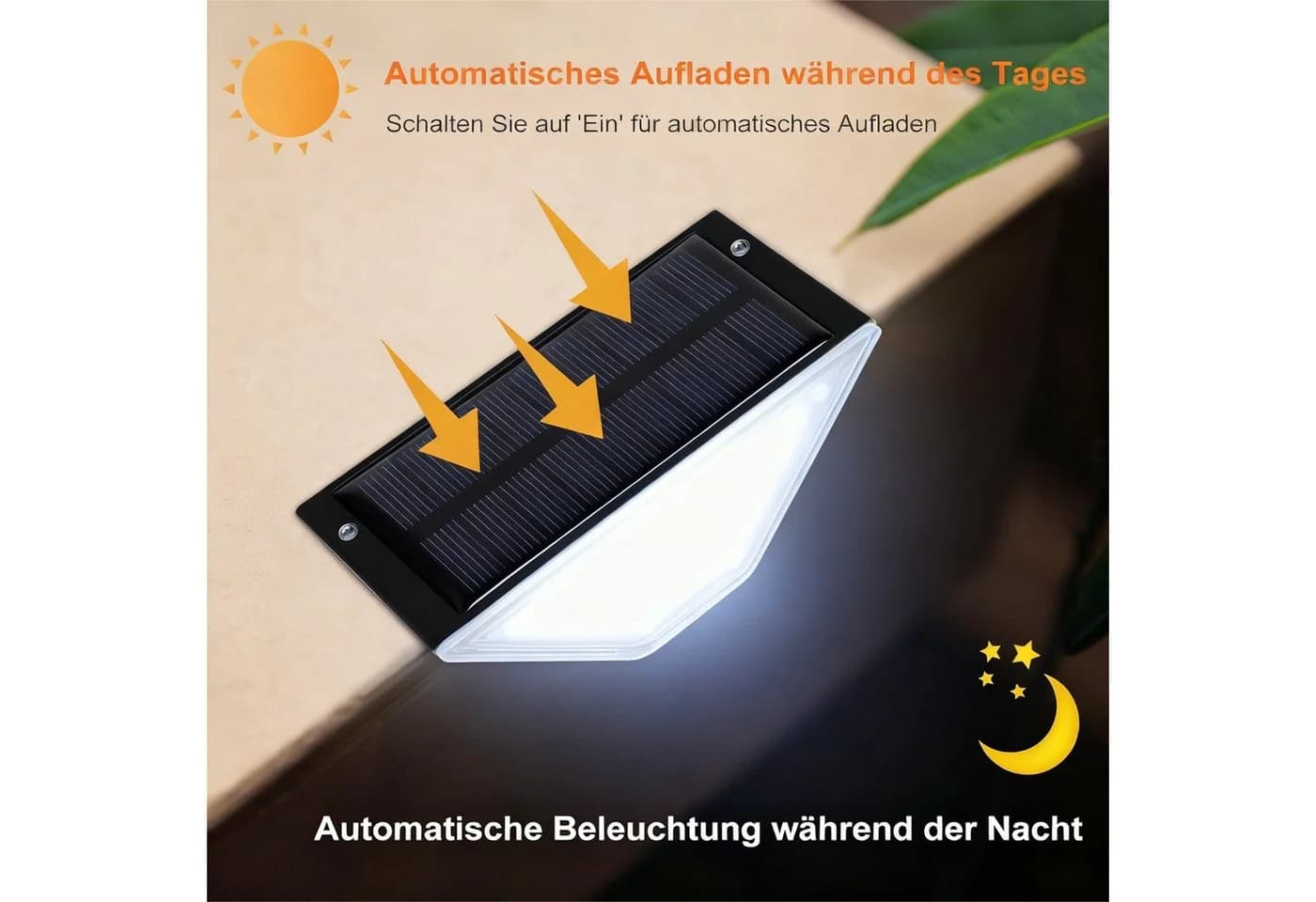 QUBEBU LED Solarleuchte Schwarz 24 LEDs Warmweiß Garten