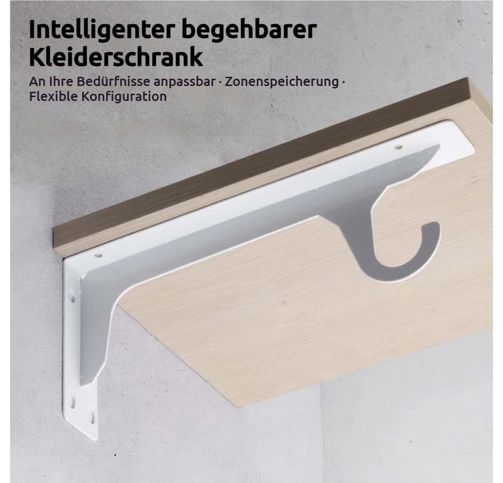 PRIISF Wandgarderobe 2er-Set Schwerlast Kleiderstange mit Haken - Bild 5