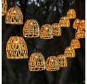 PRIISF LED-Lichterkette mit Lampions, warmweiß, braun, 15 LEDs, Timer Bild 2