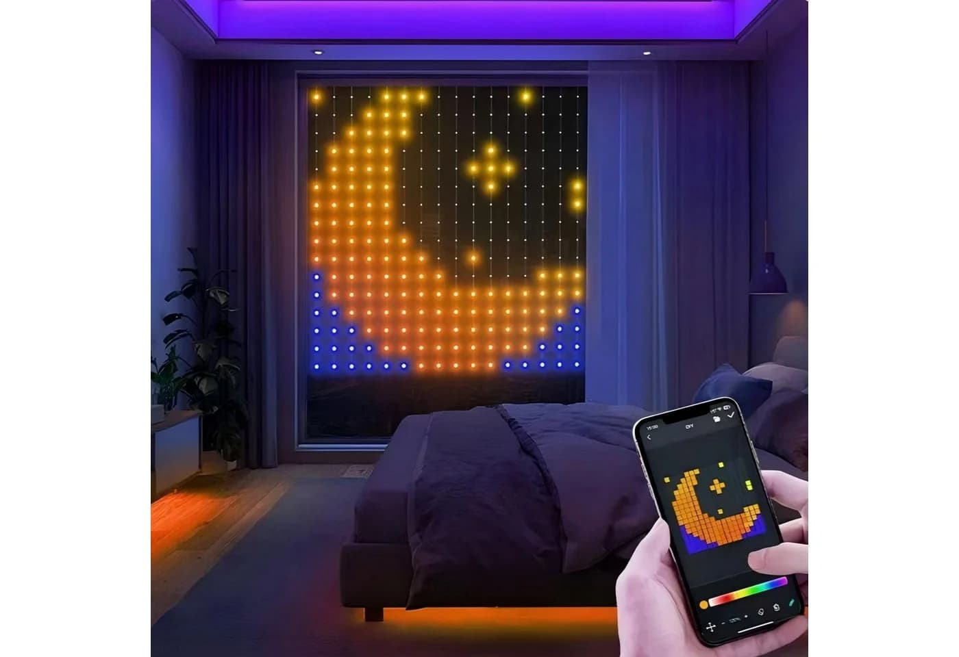 Detrida LED-Lichtervorhang RGB Smart Lichterkette mit App-Steuerung - Bild 4