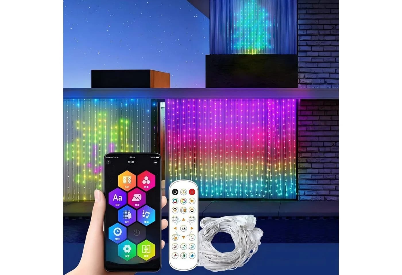 Detrida LED-Lichtervorhang RGB Smart Lichterkette mit App-Steuerung - Bild 5