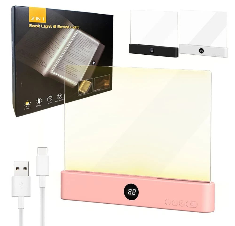 PRIISF LED Leselampe Buchlicht Leselampe, 3 Lichtfarben Dimmbare LED Klemmleuchte, HD-Klar Lampentafel Ultra-Klar Geschmeidige abriebfest Lesehilfe Lampe, Lesezeichen Buchseite Licht mit Timer für Nachtlesung Im Bett