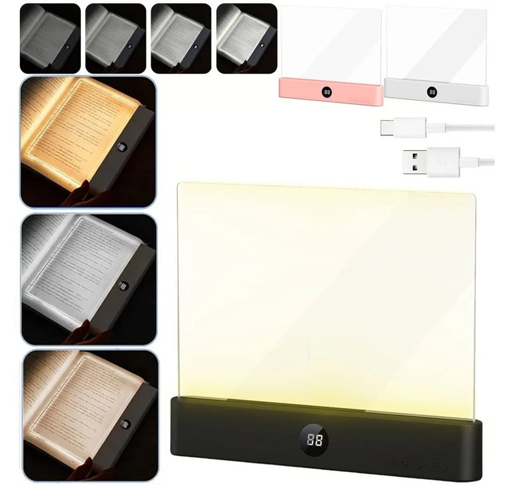 PRIISF LED Leselampe Buchlicht Leselampe, 3 Lichtfarben Dimmbare LED Klemmleuchte, HD-Klar Lampentafel Ultra-Klar Geschmeidige abriebfest Lesehilfe Lampe, Lesezeichen Buchseite Licht mit Timer für Nachtlesung Im Bett - Bild 2