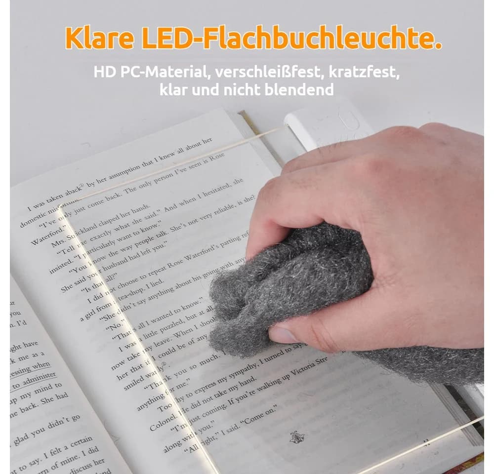 PRIISF LED Leselampe Buchlicht Leselampe, 3 Lichtfarben Dimmbare LED Klemmleuchte, HD-Klar Lampentafel Ultra-Klar Geschmeidige abriebfest Lesehilfe Lampe, Lesezeichen Buchseite Licht mit Timer für Nachtlesung Im Bett - Bild 3