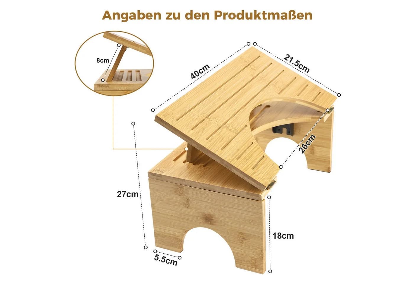 PRIISF Toilettenhocker Bambus Klappbar