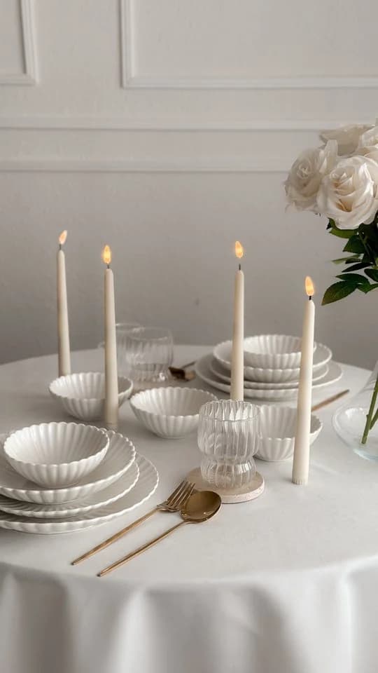 EKA Teller-Set Lotus White Flower 24-tlg. Weiß Porzellan