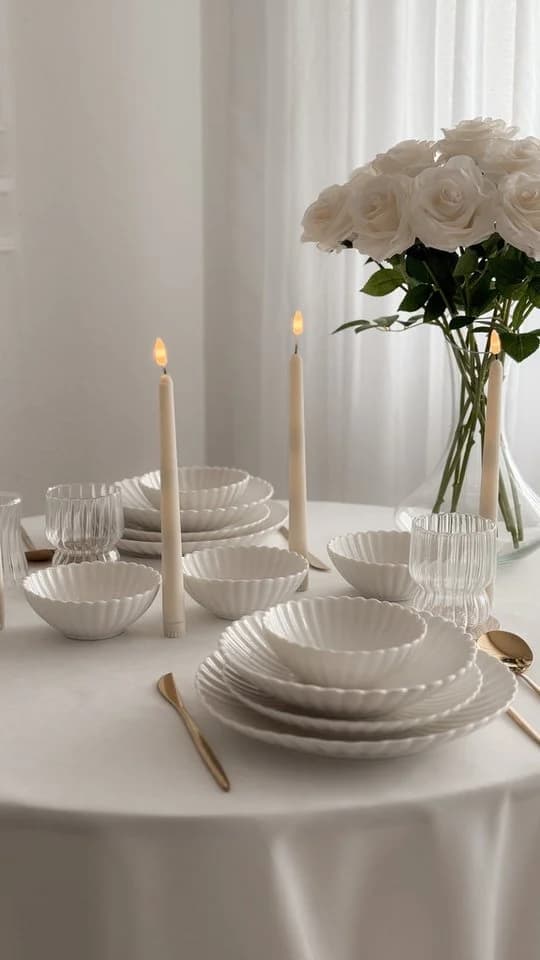 EKA Teller-Set Lotus White Flower 24-tlg. Weiß Porzellan - Bild 5