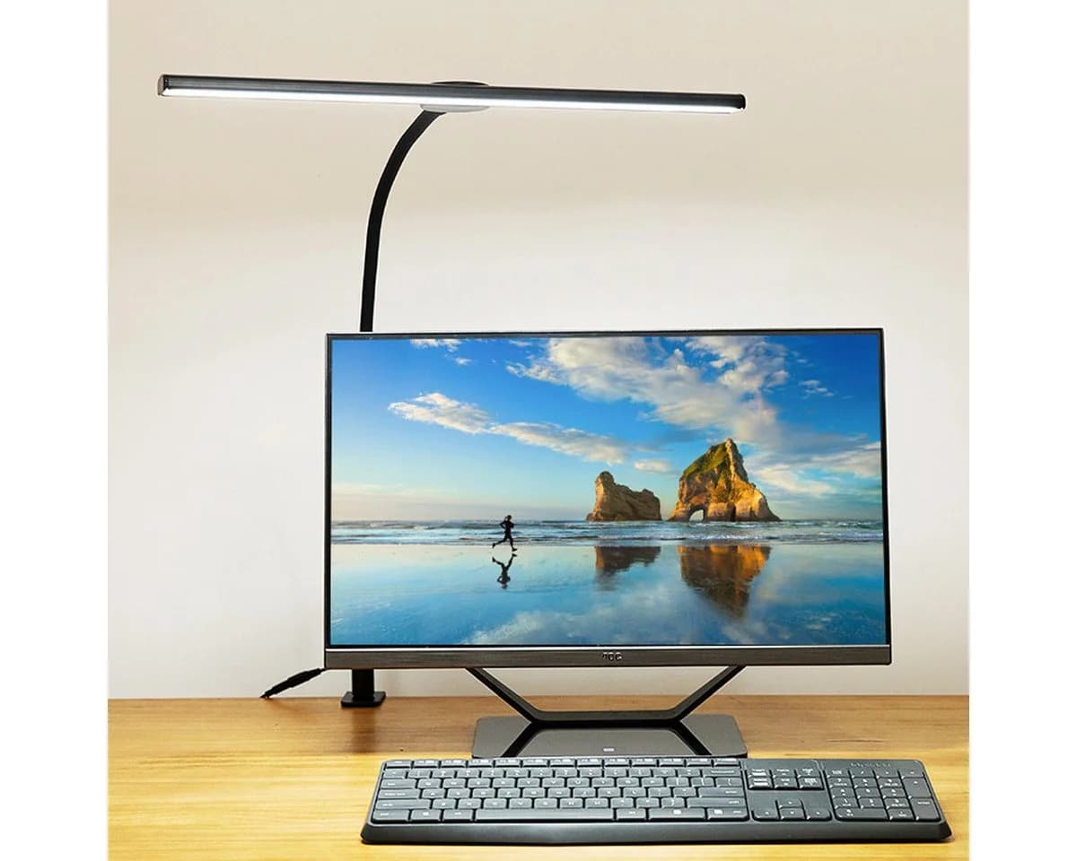 Novzep Klemmleuchte LED Klemmtischleuchte 18W, 46 cm Monitorlampe, dimmbar & augenschonend, LED fest integriert, Mit Fernbedienung, Tischleuchte - Bild 2