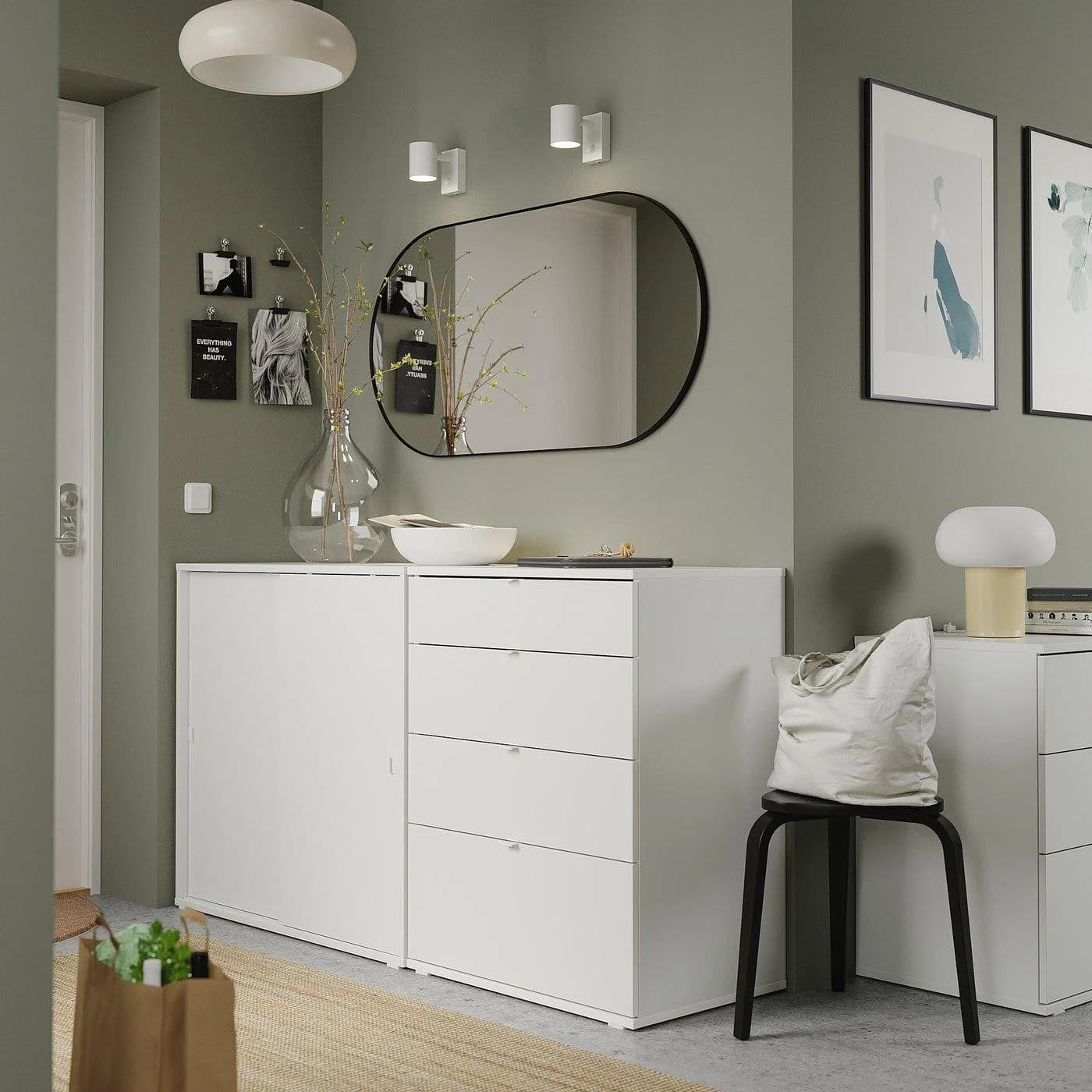 IKEA VIHALS Aufbewahrungskombi Weiß Holzsteckkonstruktion