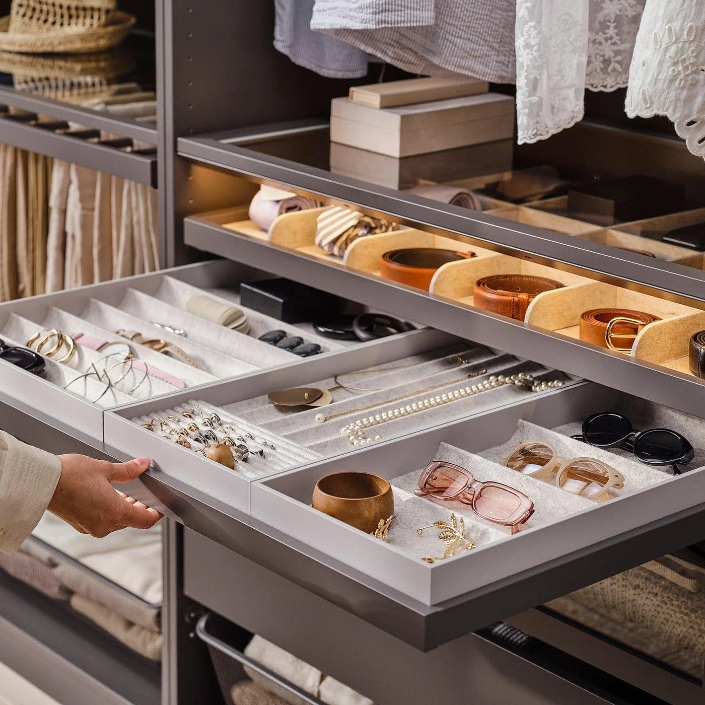 IKEA KOMPLEMENT Ausziehboden mit Einsatz Grau