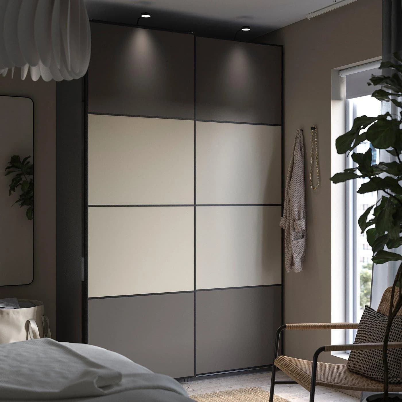 IKEA MEHAMN 4 Paneele für Schiebetürrahmen Grau/Beige