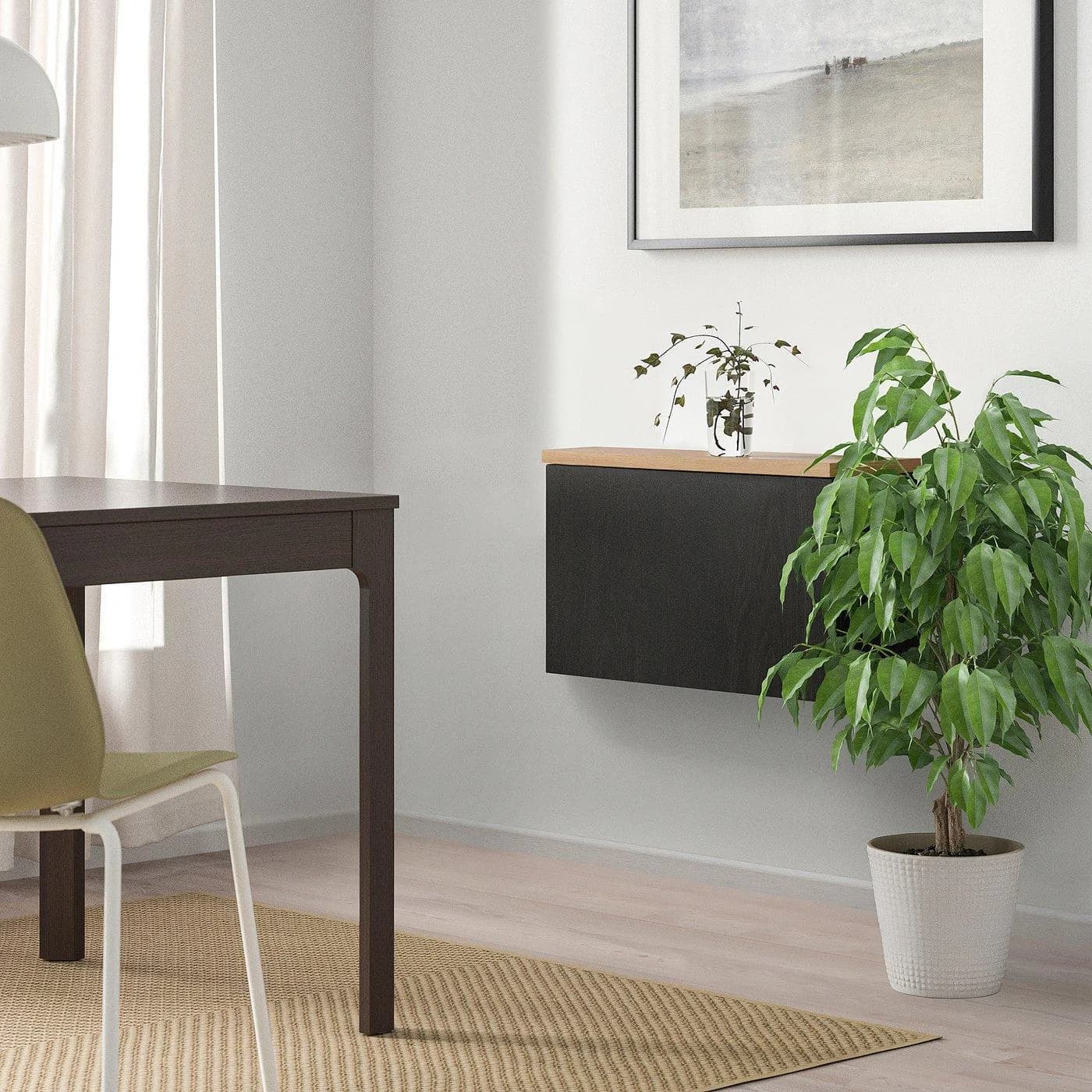 IKEA BESTÅ Schrankkombination für Wandmontage Dunkelbraun Eichenfurnier