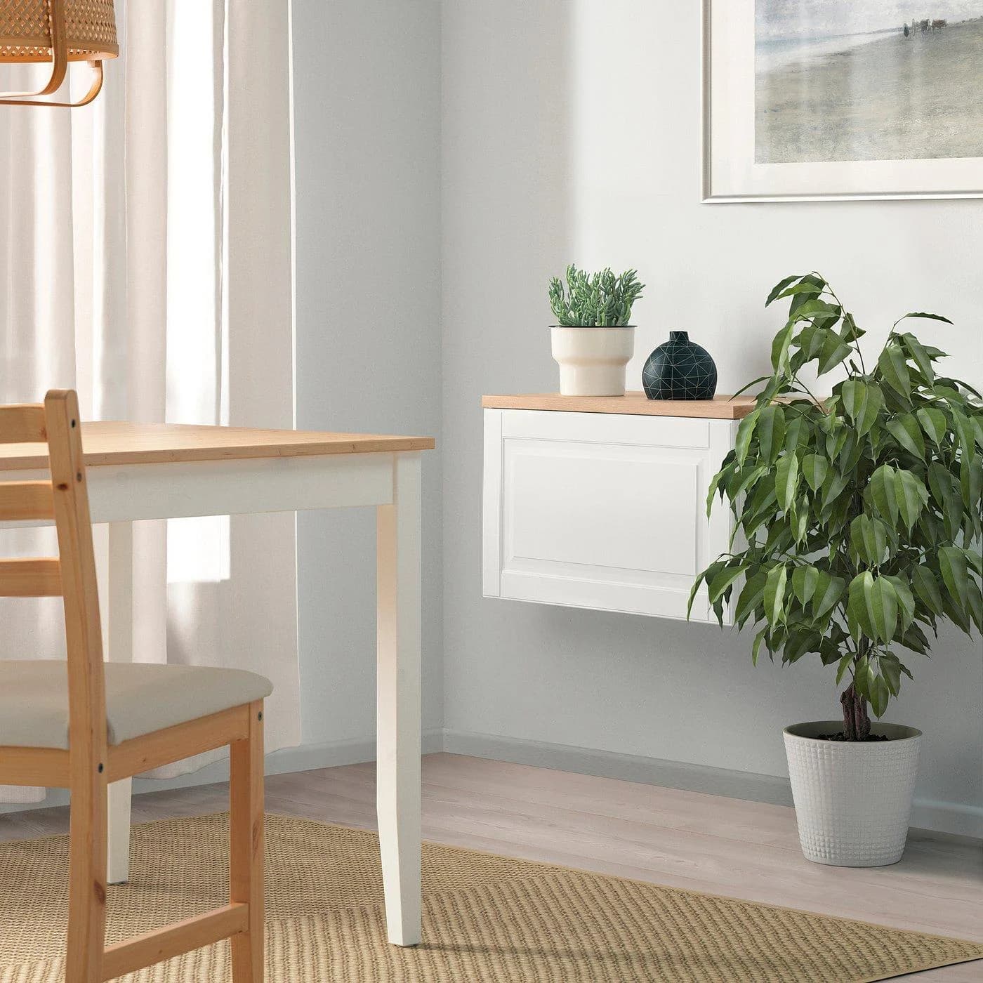 IKEA BESTÅ Schrankkombination für Wandmontage Weiß Eichenfurnier