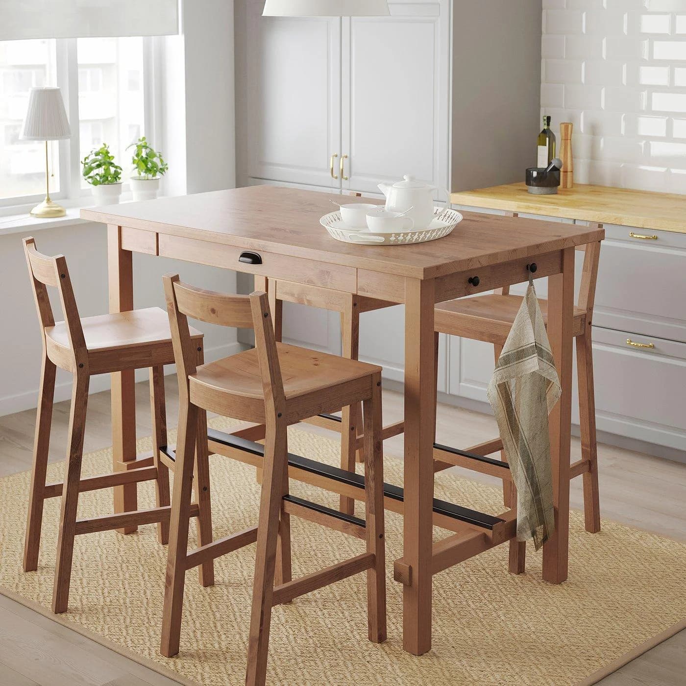 IKEA NORDVIKEN Bartisch Antikbeize mit Schublade