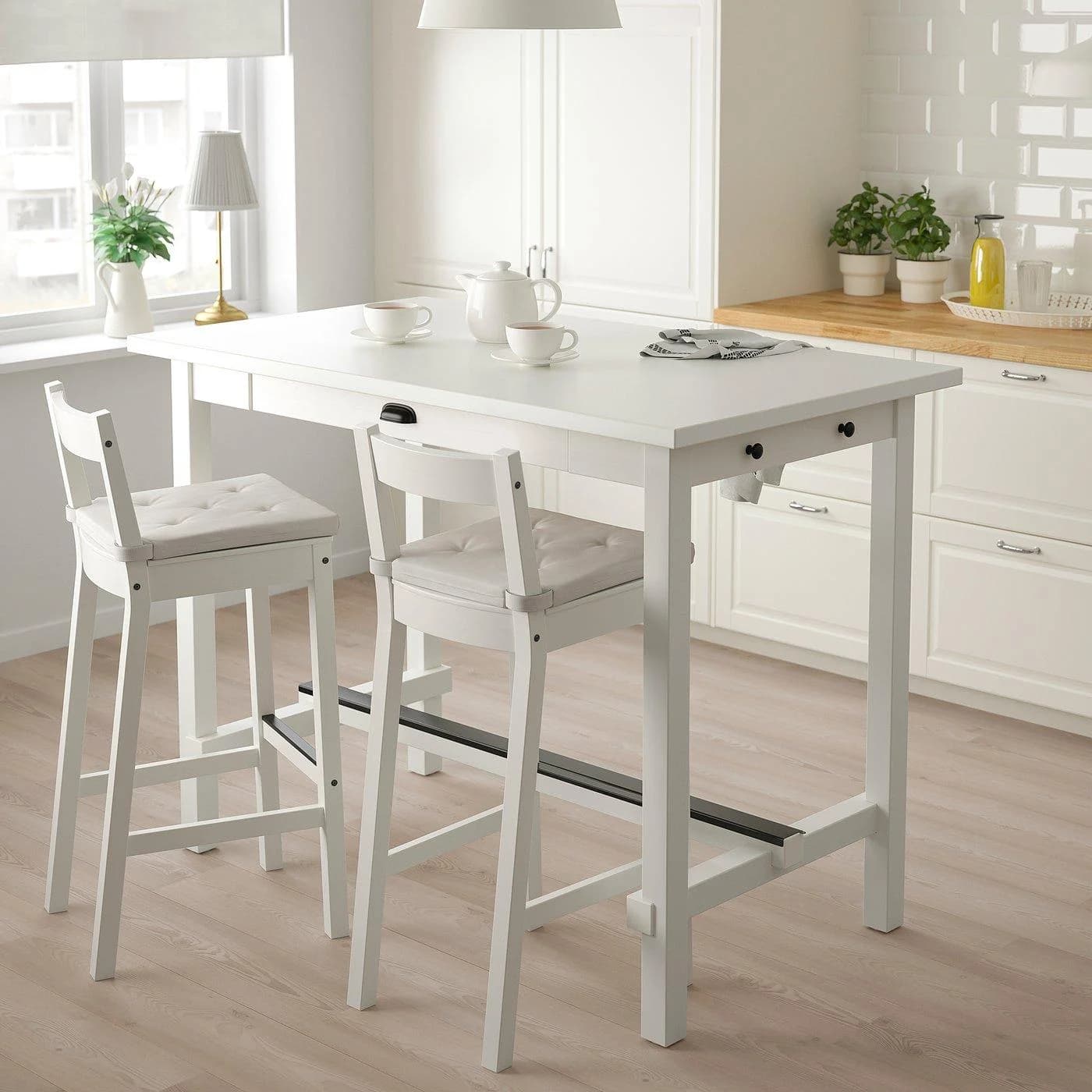 IKEA NORDVIKEN Bartisch Weiß mit Schublade und Haken