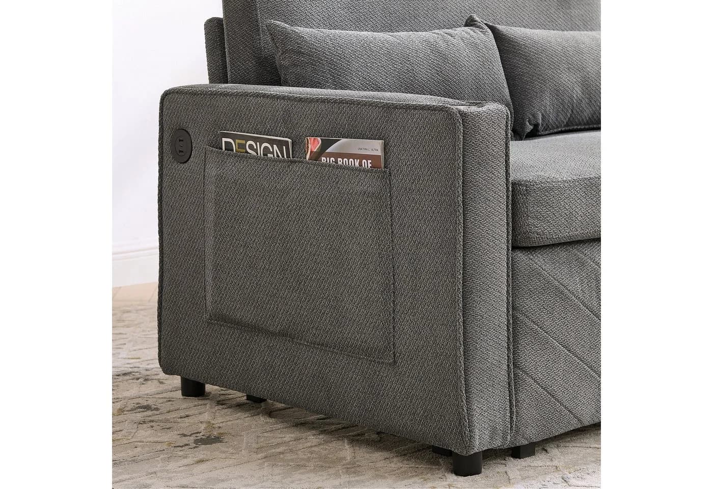 i@home Schlafsofa 3-in-1 mit USB-Ladefunktion und Slide-to-Transform Design