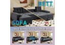 i@home U-förmiges Schlafsofa mit USB-Ladefunktion und Ausziehbett Grau Bild 1