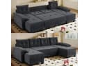 i@home U-förmiges Schlafsofa mit USB-Ladefunktion und Ausziehbett Grau Bild 2