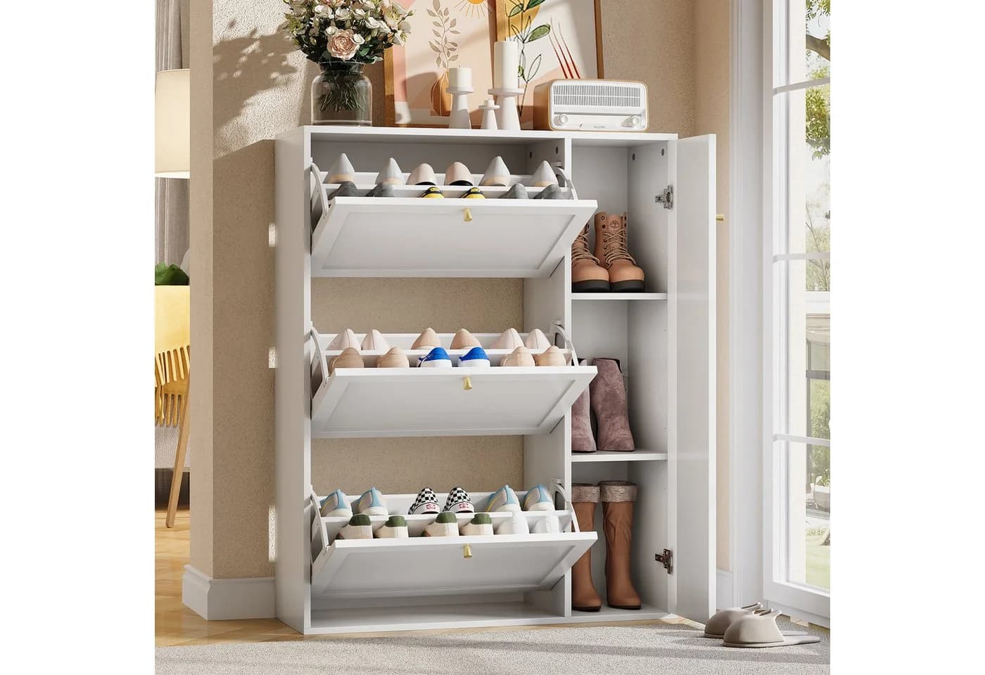 i@home Schuhschrank Klappfach Weiß 3 Klappen 1 Tür - Bild 2