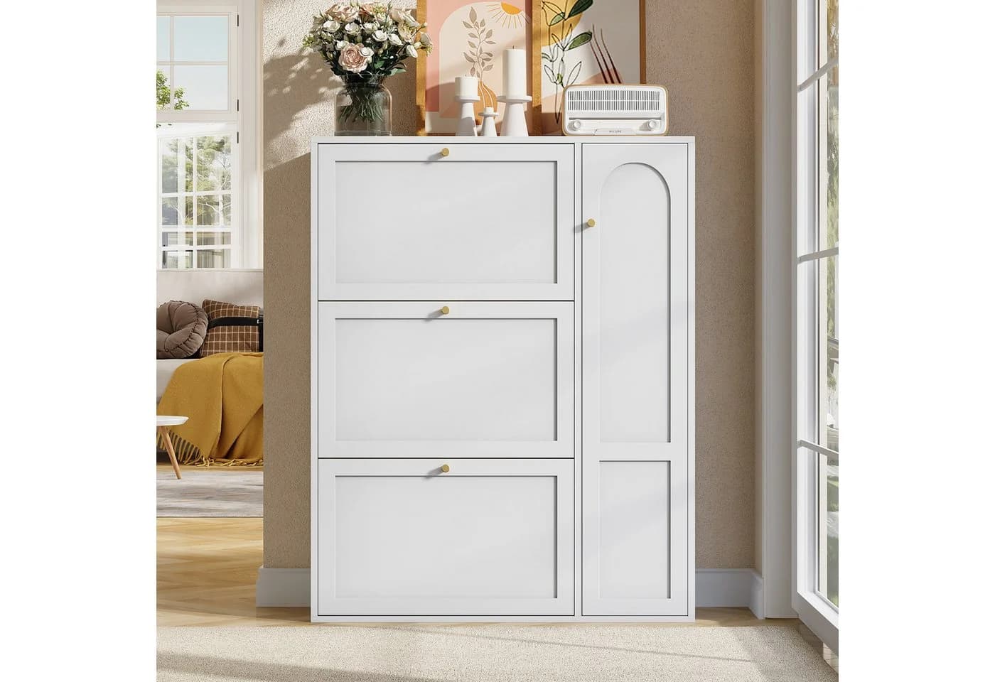 i@home Schuhschrank Klappfach Weiß 3 Klappen 1 Tür - Bild 3