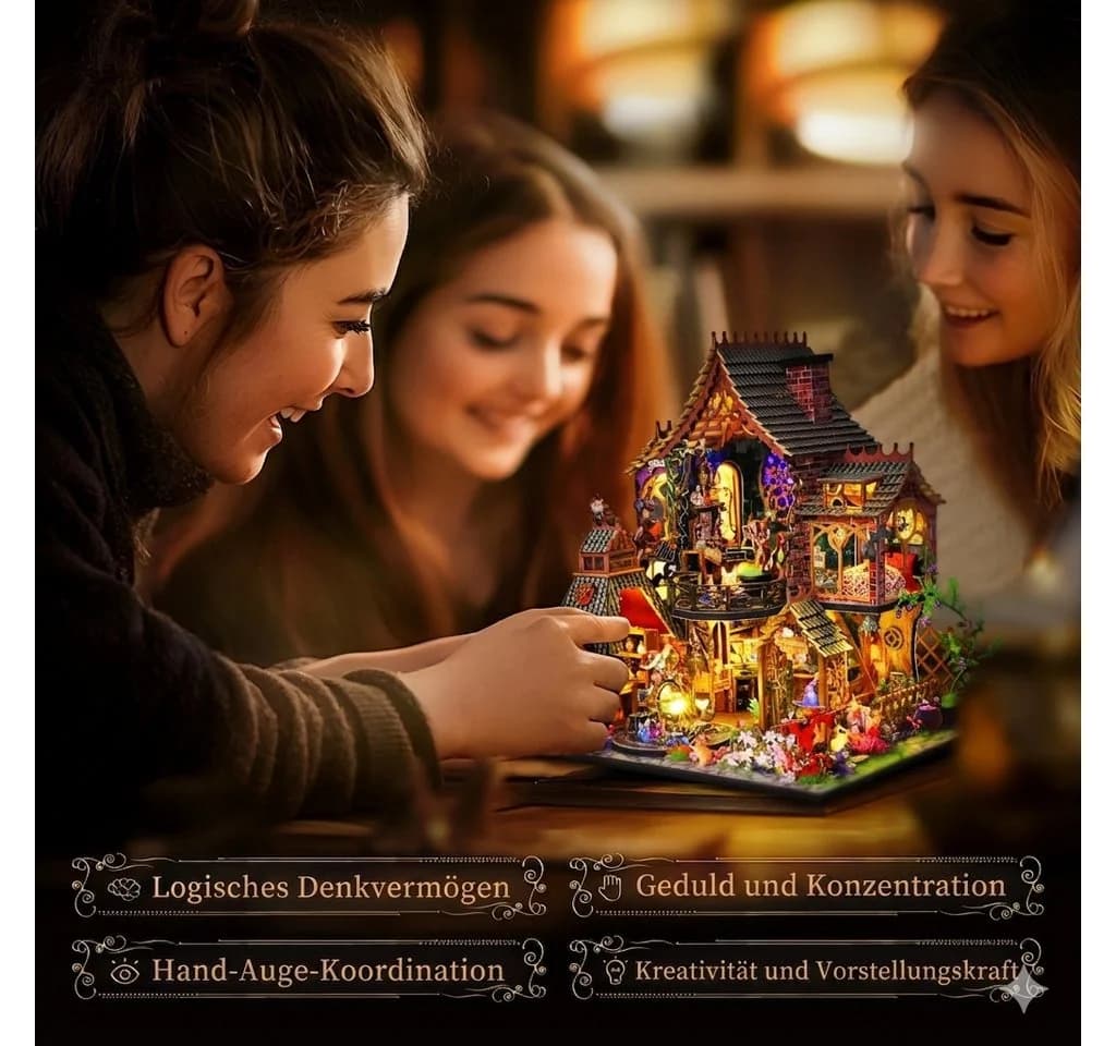 i@home 3D-Puzzle Zauberwald DIY Bücherregal-Set mit LED-Beleuchtung