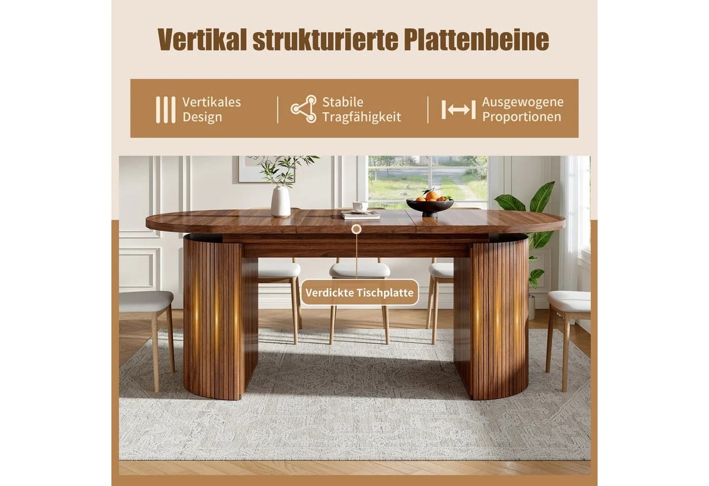 i@home Teleskoptisch Esstisch Braun mit Stauraum - Bild 4