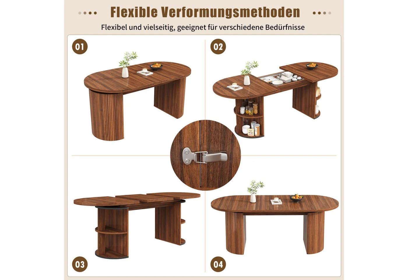 i@home Teleskoptisch Esstisch Braun mit Stauraum - Bild 5