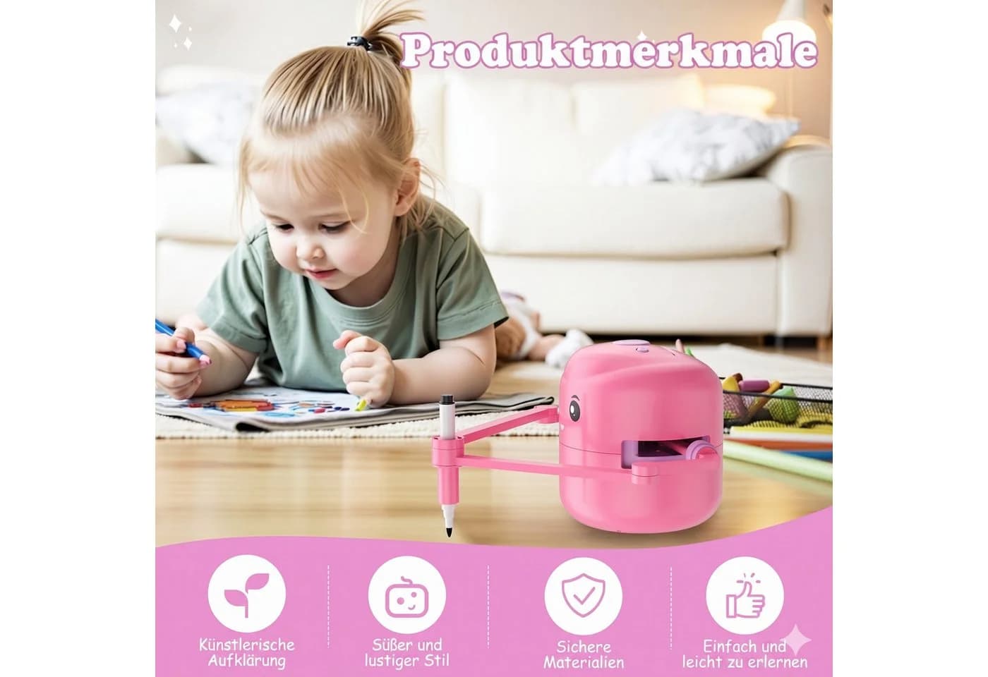 i@home Zeichenroboter mit Sprachsteuerung & 100 Karten Rosa - Bild 3
