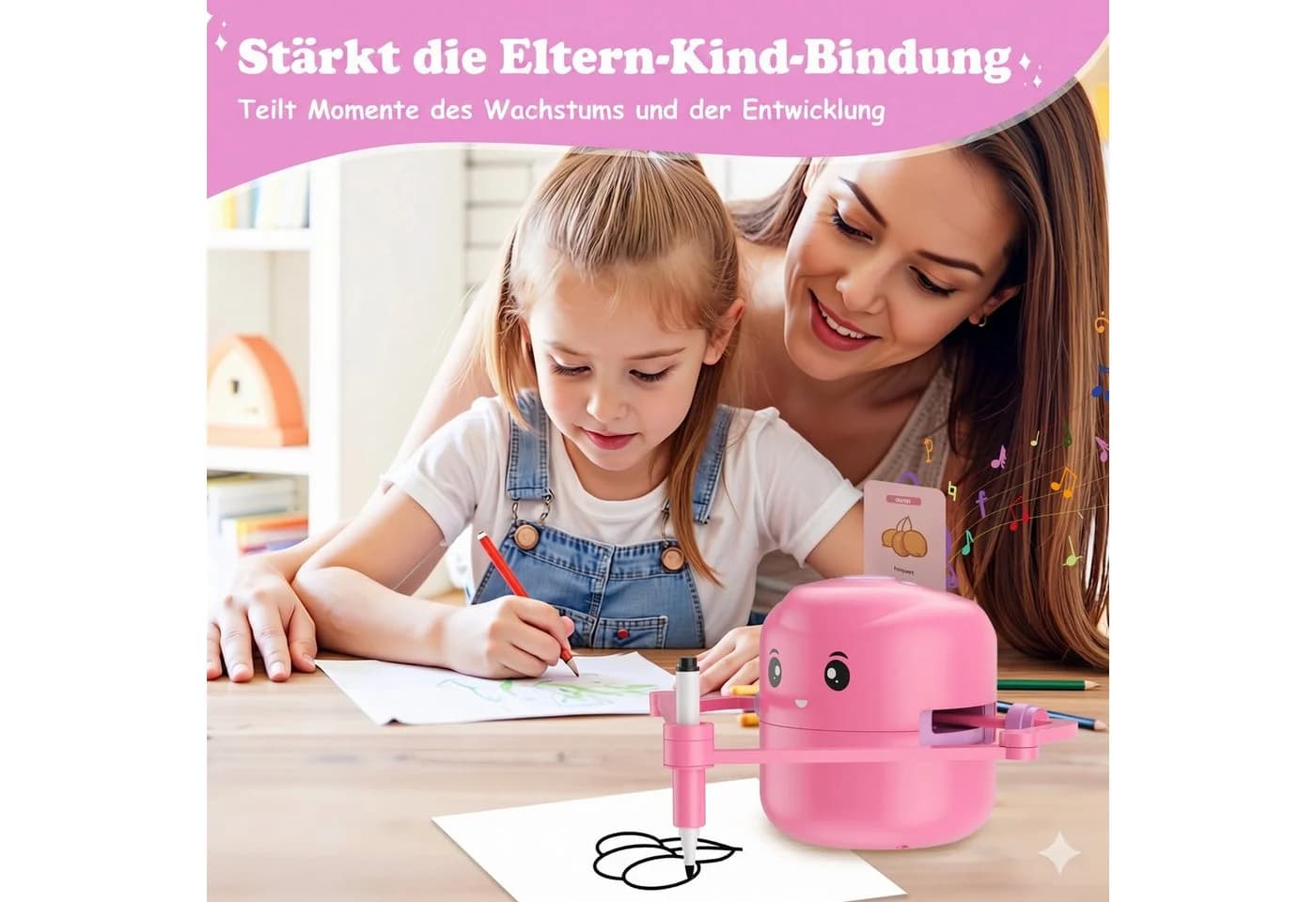 i@home Zeichenroboter mit Sprachsteuerung & 100 Karten Rosa - Bild 4
