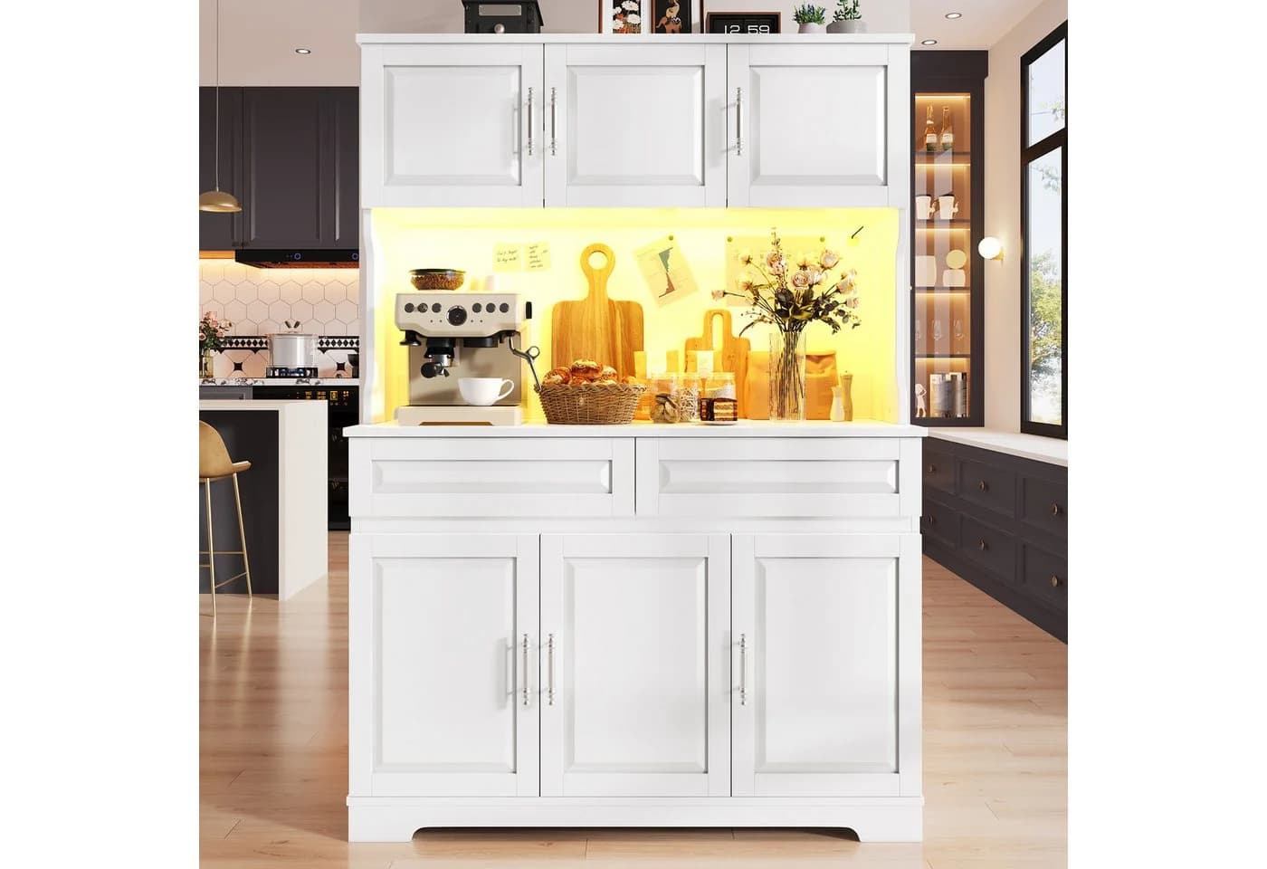 i@home Hochschrank Küchenschrank Weiß mit LED App-Steuerung - Bild 2