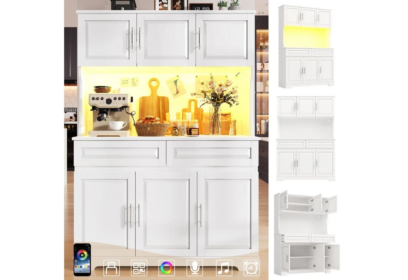 i@home Hochschrank Küchenschrank Weiß mit LED App-Steuerung - Bild 3