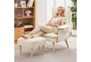 i@home Relaxsessel mit Hocker Beige 5-fach verstellbar Massivholz Bild 2