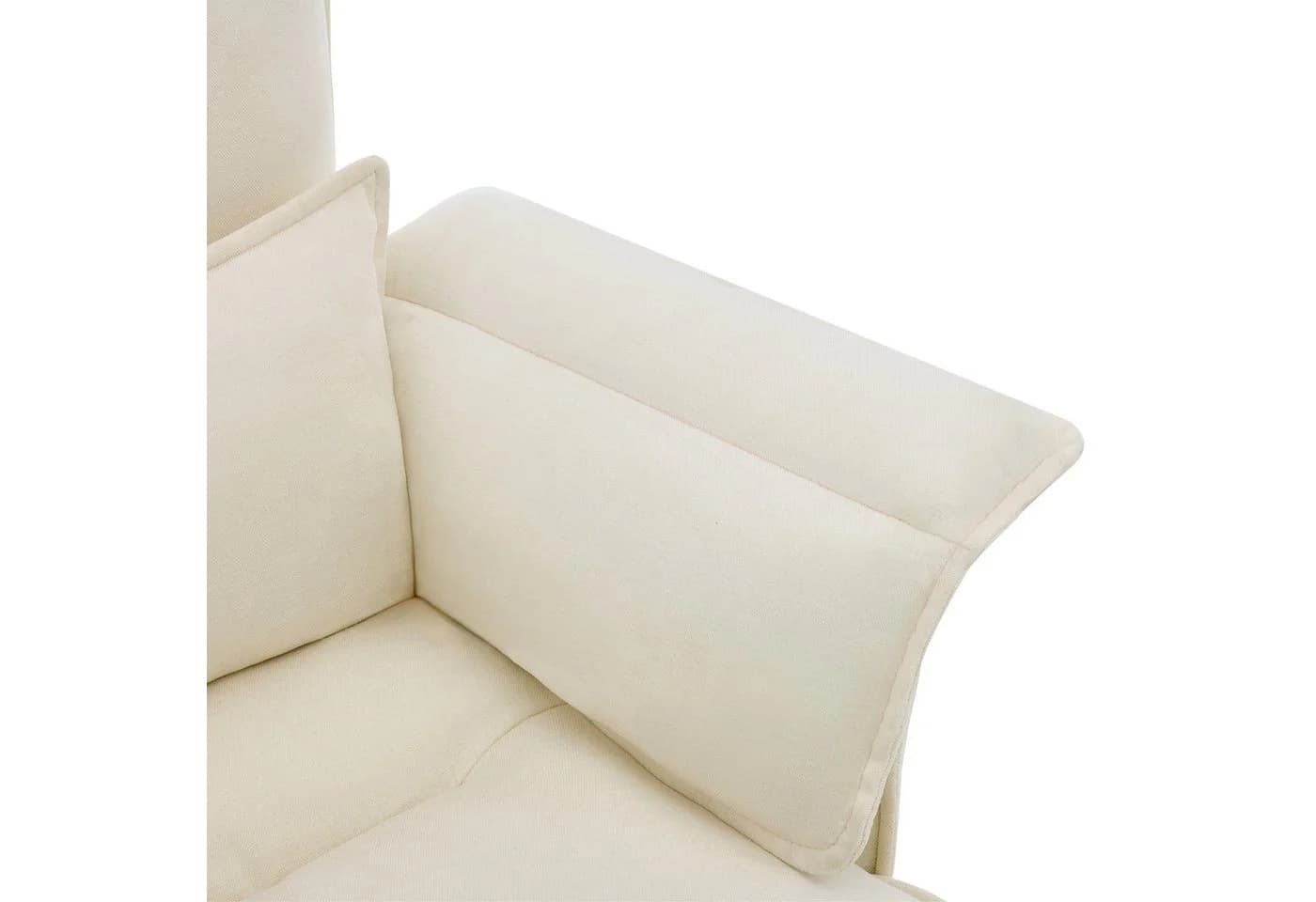 i@home Relaxsessel mit Hocker Beige 5-fach verstellbar Massivholz - Bild 5