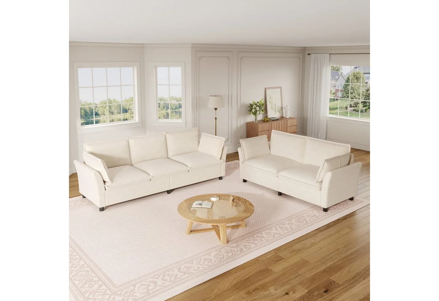 i@home Modulares Sofa-Set 3-Sitzer + 2-Sitzer Chenille Beige Modern - Bild 2