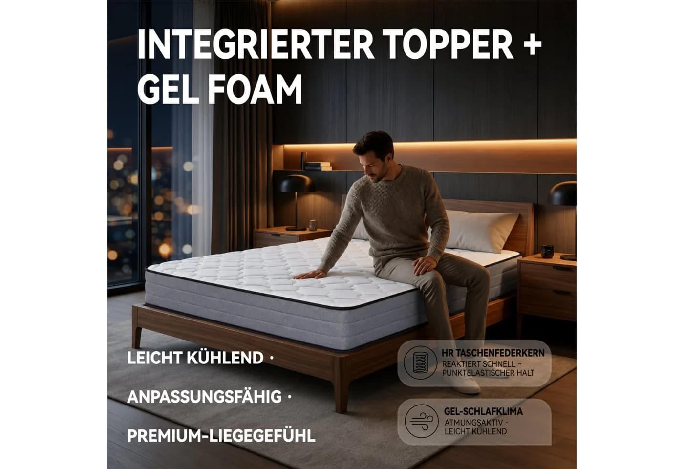 NORDICHAUS Taschenfederkernmatratze Duo H3/H4 7-Zonen Hybrid 20cm grau/weiß - Bild 3