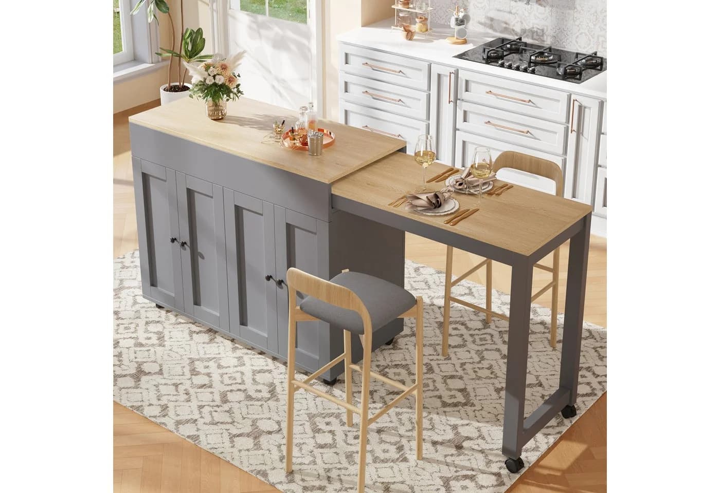i@home Ausziehbarer Bartisch Grau/Weiß mit Stauraum - Bild 2
