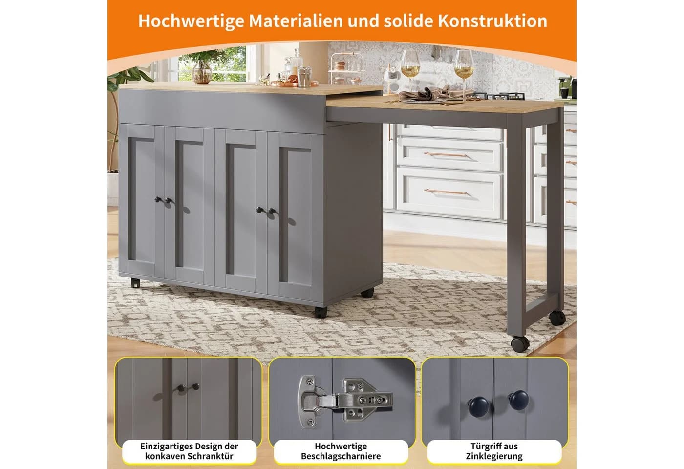 i@home Ausziehbarer Bartisch Grau/Weiß mit Stauraum - Bild 4