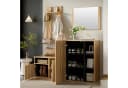 i@home Garderobenschrank 4-in-1 mit Spiegel, Haken & Schuhbank Holzoptik Bild 3