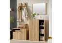 i@home Garderobenschrank 4-in-1 mit Spiegel, Haken & Schuhbank Holzoptik Bild 4