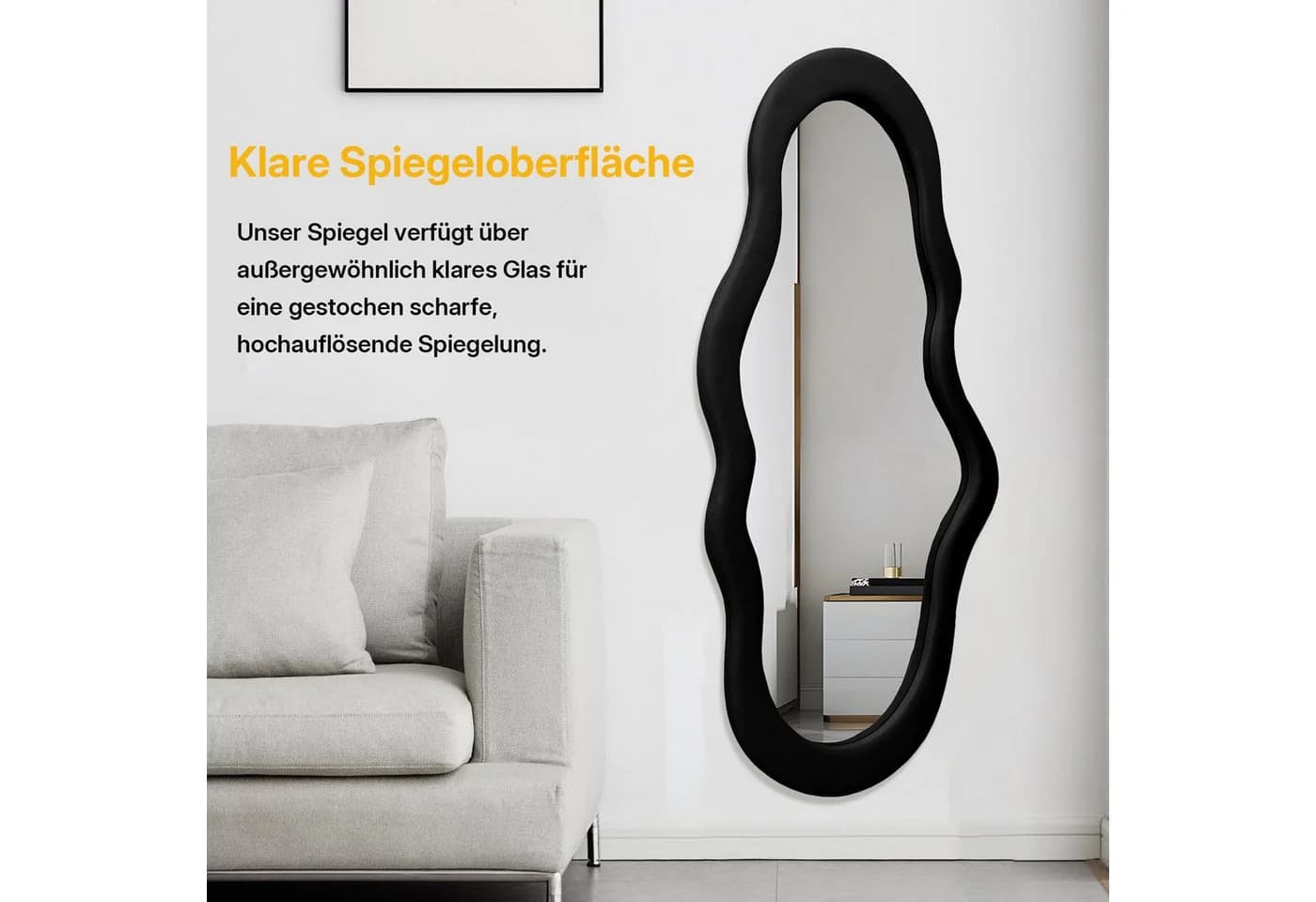 i@home Wolken-Ganzkörperspiegel mit Samt-Rahmen Weiß