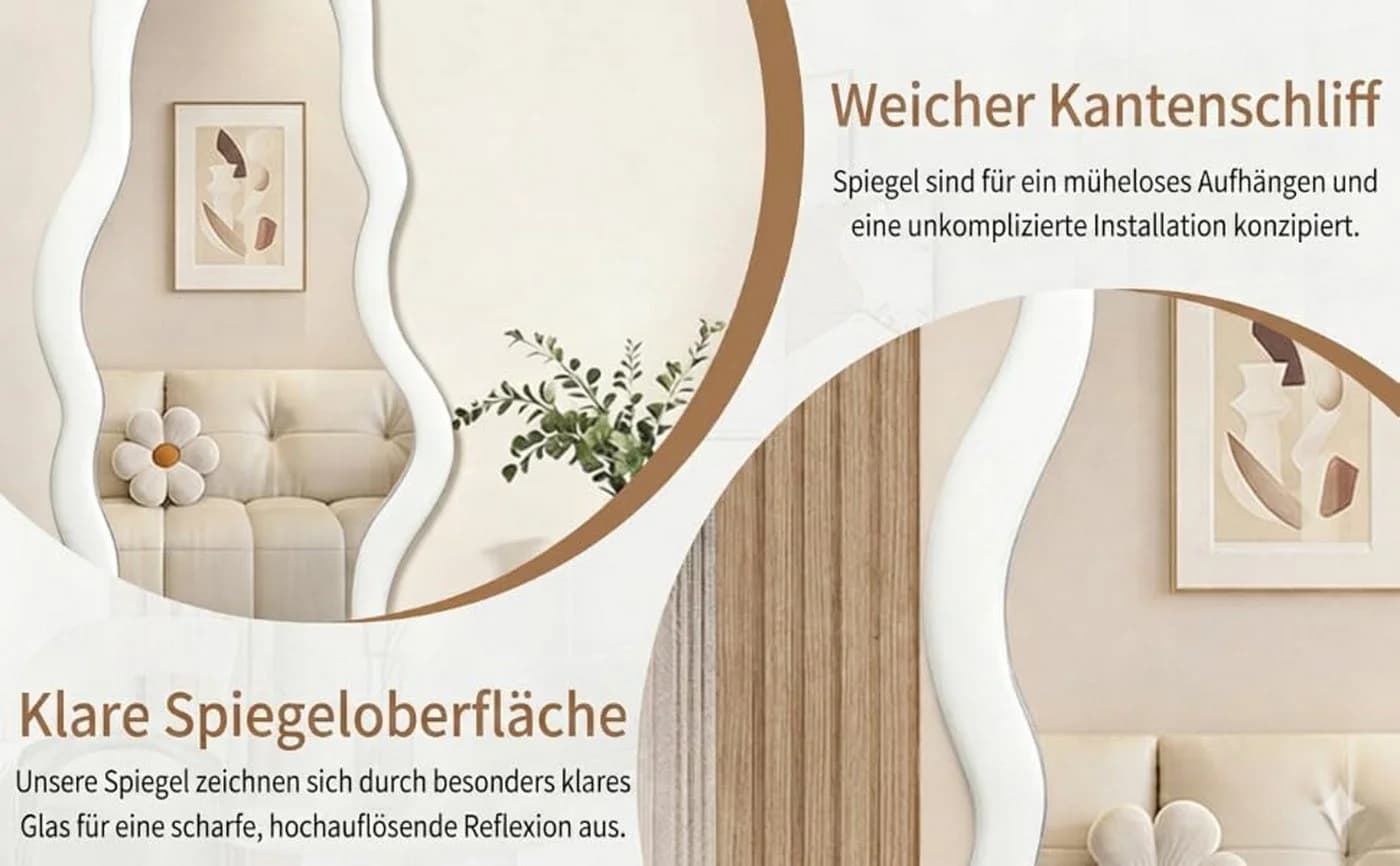 i@home Wolken-Ganzkörperspiegel mit Samt-Rahmen Weiß - Bild 3