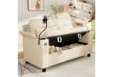 i@home 2-Sitzer Sofa Beige Cordstoff mit USB-Laden & Stauraum Bild 2