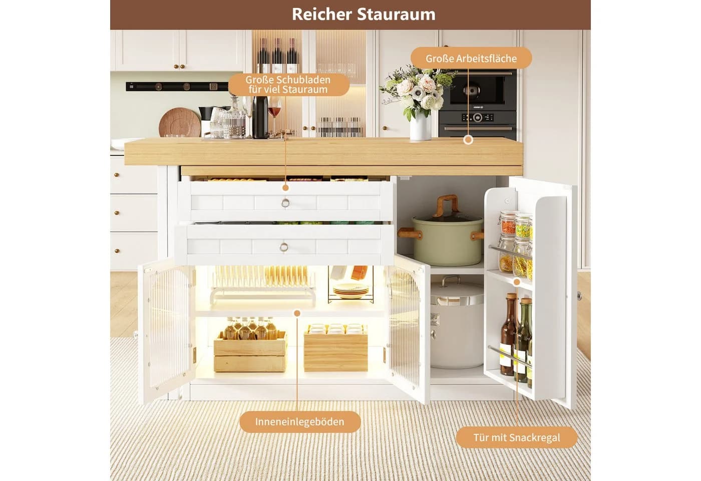 i@home Ausziehbarer Bartisch mit 360° drehbarer Tischplatte Weiß/Schwarz - Bild 5