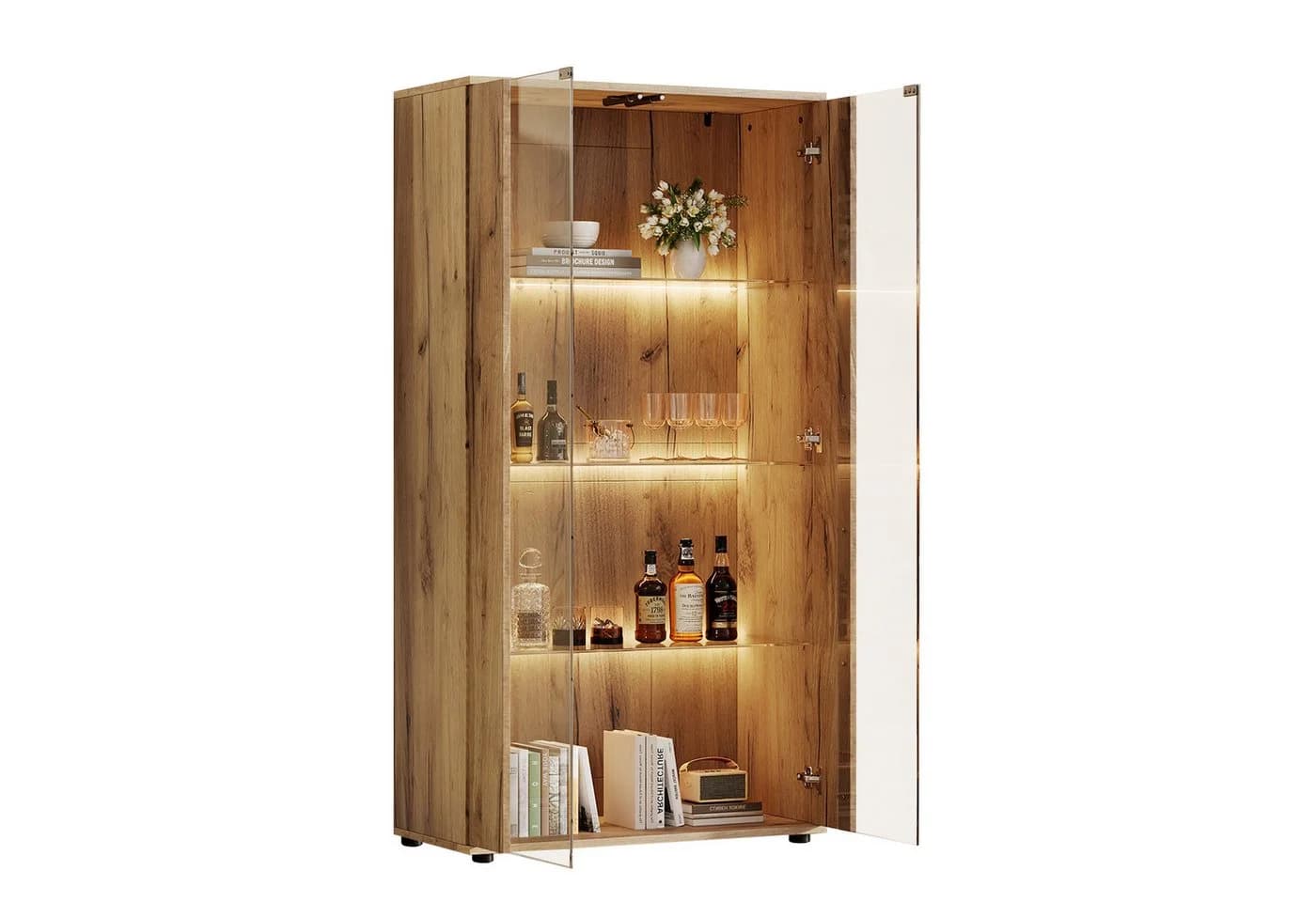 i@home Glasvitrine mit LED Beleuchtung und Glastüren Modern Weiß - Bild 5