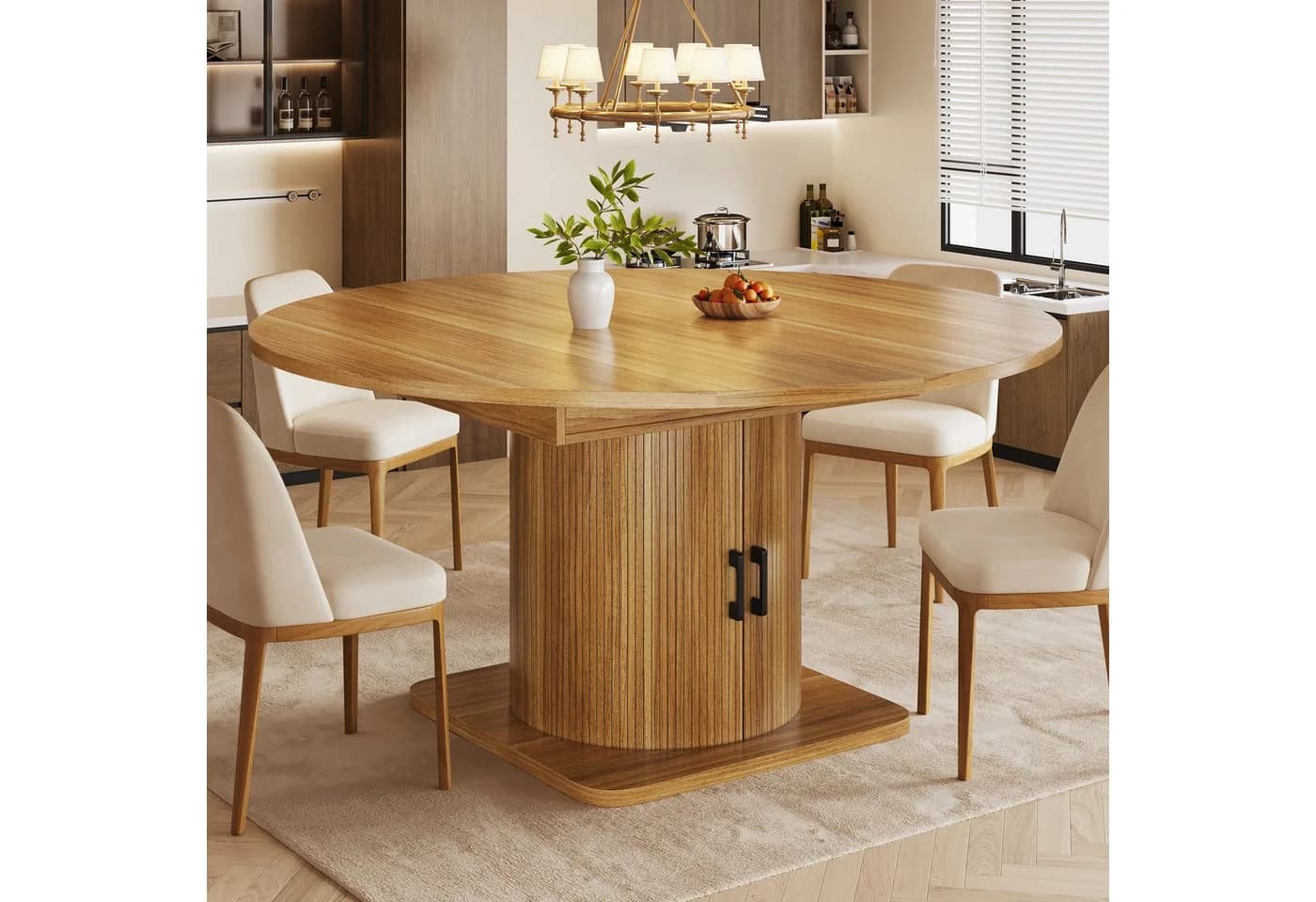 i@home Ausziehbarer Esstisch mit Stauraum MDF Metall Braun/Schwarz - Bild 2