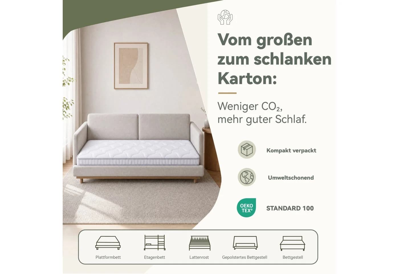 NORDICHAUS 7-Zonen Taschenfederkernmatratze H3/H4 mit Memory-Schaum